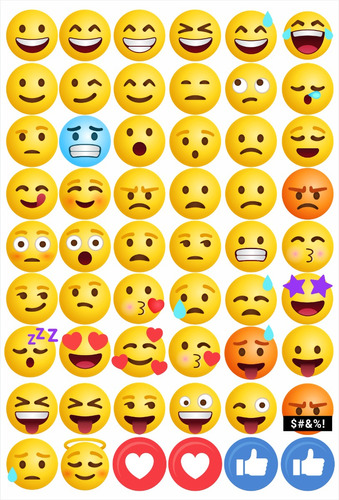 Adesivo Emoji Etiquetas Emoticons Cartela Vários Modelos