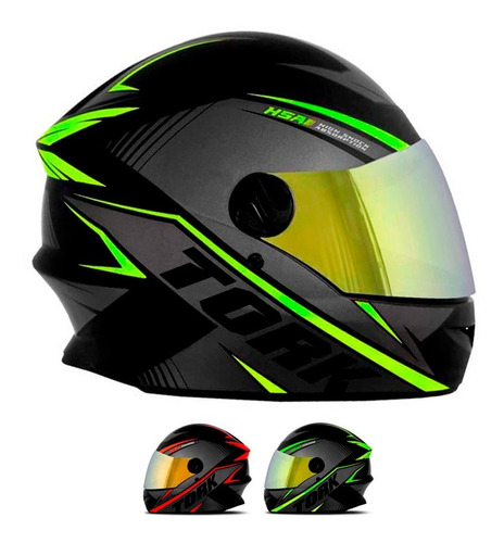 Capacete Moto Protork R8 Fechado Viseira Dourada Loi