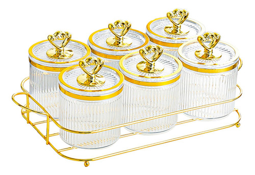 Tarro De Almacenamiento De 6 Cuencos Transparentes