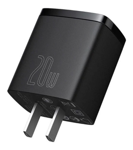 Adaptador Baseus Ccxj-01 Dual, Usb Y Tipo C, 20w, Negro