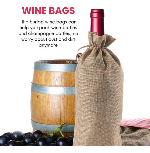 12 Bolsas De Vino De Arpillera, Bolsas De Yute Para Botellas