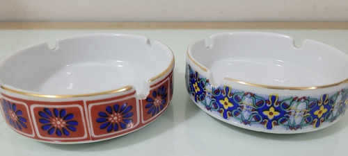 Ceniceros Porcelana Antigua Sello Oriental Dinastía Oro Flor