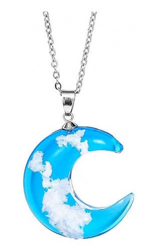 Collar Blue Sky Luna Nubes Cielo Lunita Yo Te Resina Wish