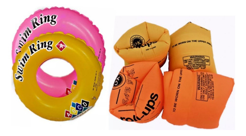 2 Rueda Salvavidas Infantil+2 Flotador Inflable Brazo Flotis