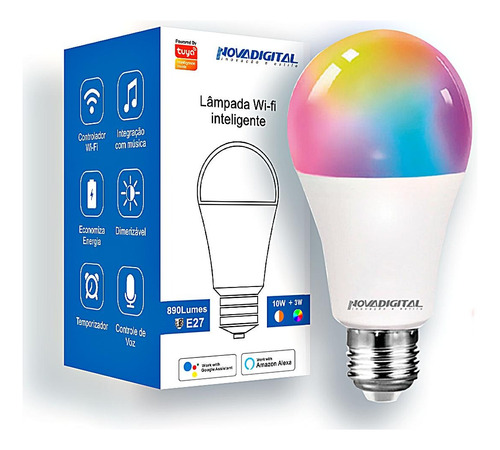 Lâmpada Inteligente Led Smart Wi-fi Rgb Alexa Google 10w 110V/220V