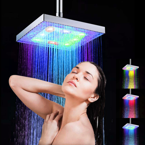 Cabezal Rociador De Baño Para Lluvia Led De Cabeza Cuadrada