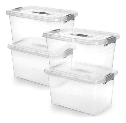 4 Cajas Organizadoras Plástica Transparente Extra Grande Y T