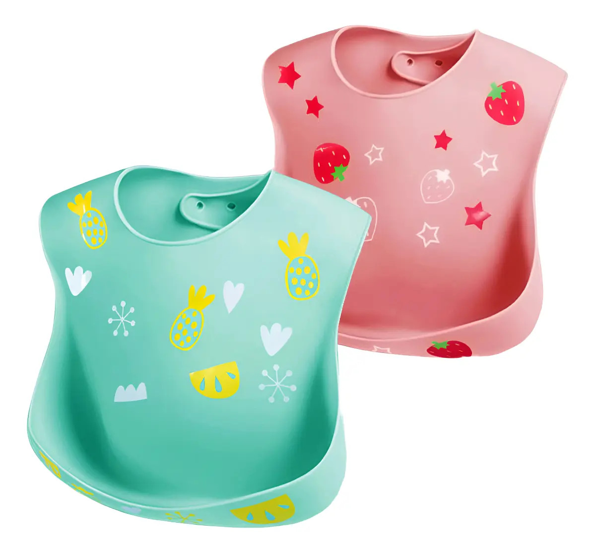 Kit Com 2 Bebê Babador De Silicone Gumy Com Pega Migalhas