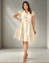 Comprar Vestido Rodado Linho Alfaiataria Midi Godê Moda Evangélica