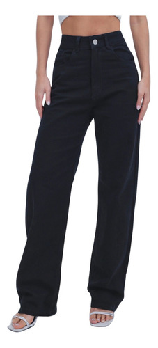 Jean Negro Mujer Recto Pantalon Negro Excelente Calce