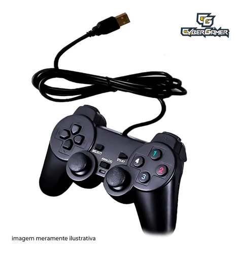 Imagem 3 de 6 de Controle Joystick Preto Vibratório Manete Ps2 E Ps3 Usb