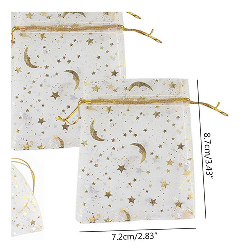 Bolsas De Organza Con Cordón Moon Stars Para Joyas Pequeñas