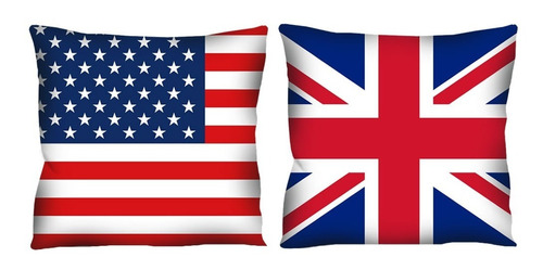 Kit Capa De Almofada Bandeira Inglaterra Estados Unidos 42cm