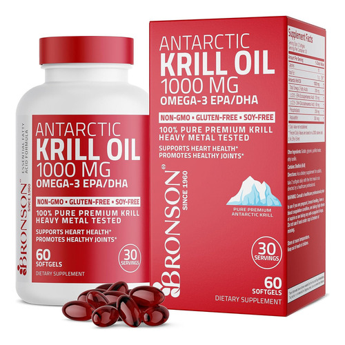Aceite De Krill Antartico 1000 Mg Omega-3 Epa Dha 60 Cap
