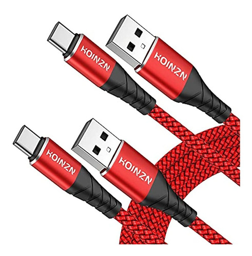 Cable Usb Tipo C 3a De Carga Rápida [2-park, Rojo, 6 Pies], 