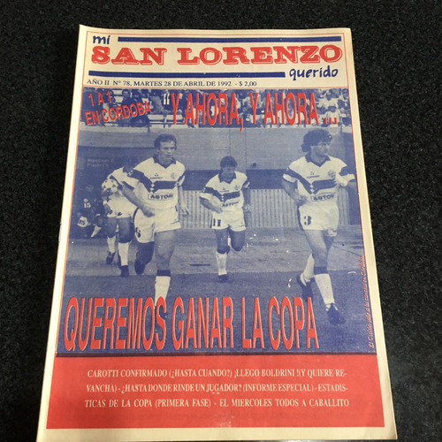 Revista Mi San Lorenzo Querido N° 78 Exc Est Año 1992