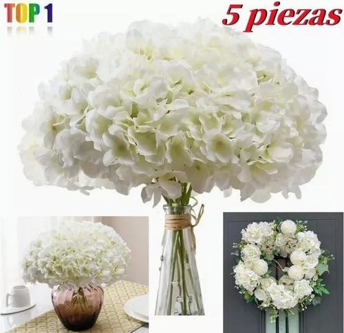 5pcs Ramo De Hortensia Flores Artificiales Flor De Seda