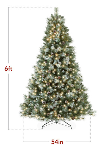 Árbol De Navidad Artificial Esmerilado Preiluminado 6 Ft