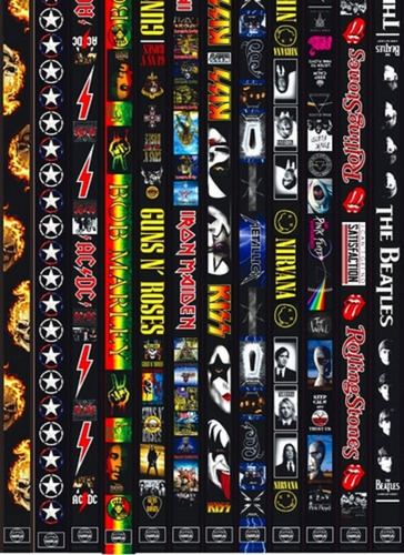 Imagen 4 de 4 de Correas Guitarra Bandas De Rock 12 Motivos Puntas Cuero