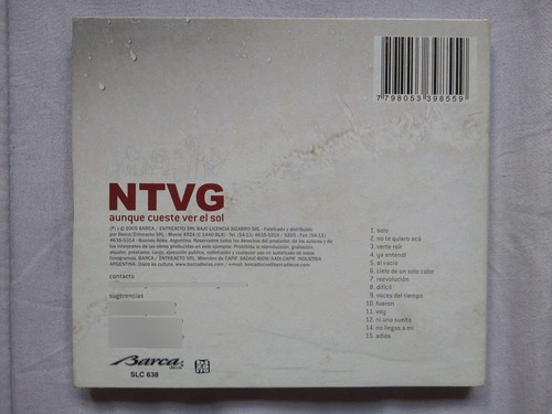 Cd No Te Va Gustar Ntvg - Aunque Cueste Ver El Sol (2005) (Usado)