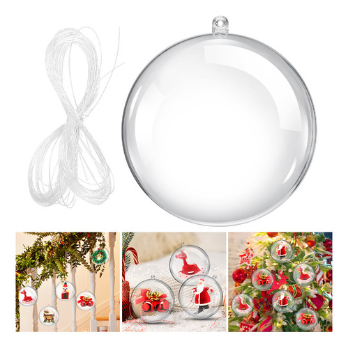 Pack 6 Esferas Acrílico Para Rellenar Decorar Navidad 8cm