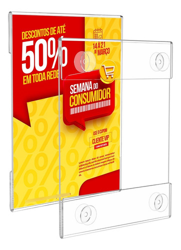 Display Acrílico Grande De Parede Com Ventosa Vidro