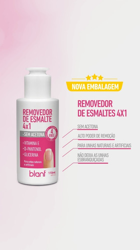 Imagem 2 de 6 de Removedor De Esmaltes Sem Acetona Blant 4x1 110ml