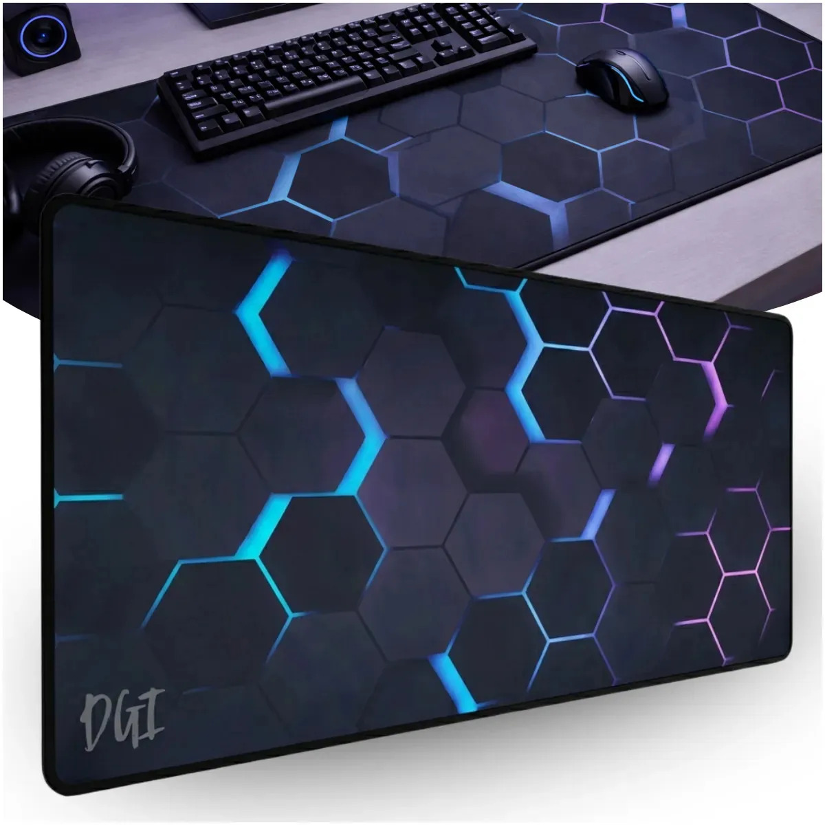 Mousepad Gamer Extra Grande Speed Antiderrapante Preto Colmeia 80x30cm Digital Informatica