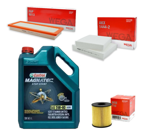 Kit 3 Filtros + 4l Aceite Castrol 5w40 208 1.6/2008 1.6 Thp