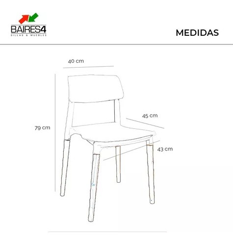 Imagen 7 de 7 de Pack X 4 Sillas De Comedor Milán