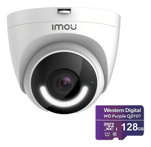Imou Cámara Turret Ip Wifi 2mp T26en-plus-128 Con Microsd 128gb Y Letrero Disuasivo Sirena Integrada Led De Alta Potencia Microfono Integrado Audio Bidereccional Detección De Humanos Ir 30m T26en Ip67