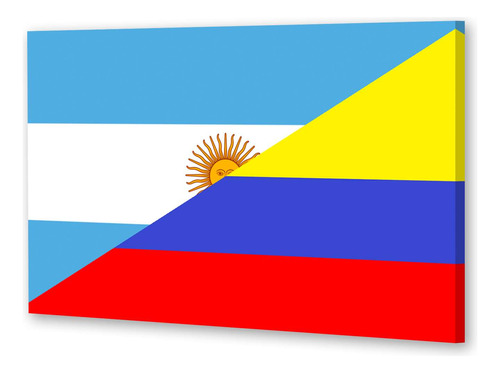 Cuadro 60x90cm Bandera Colombia Con Argentina Unidos