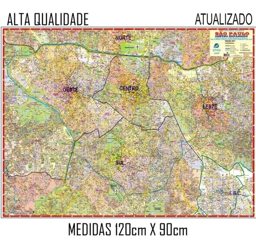 Mapa São Paulo Centro Expandido 120 Cm X 90 Cm Atualizado