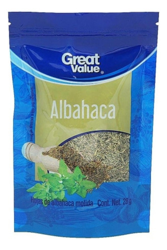 10 Pzas Hojas De Albahaca Great Value Molida 28 G