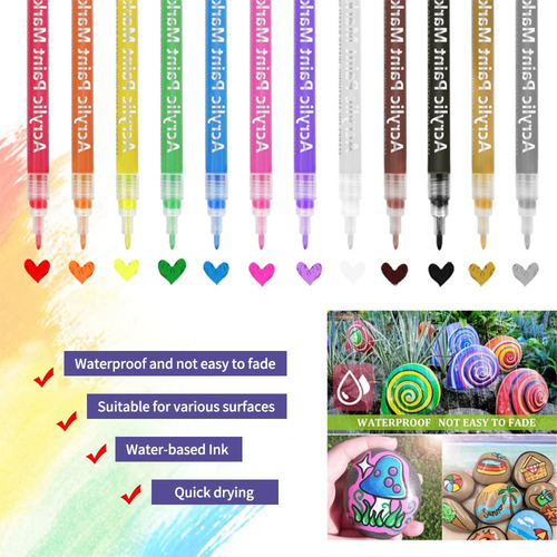 Set De Rotuladores Acrílicos De 12 Colores De Asd Paint