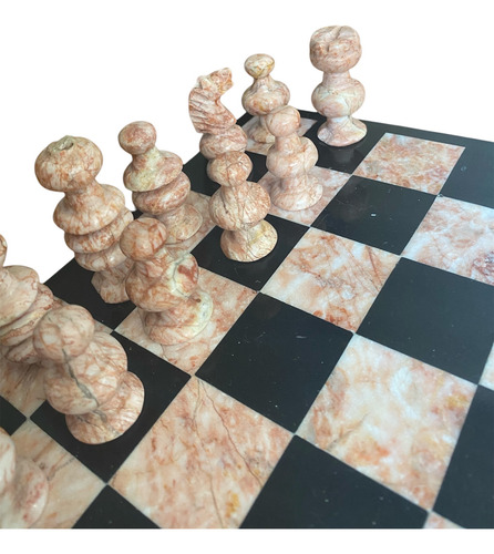 Tablero De Ajedrez Marmol 34x34cm + Todas Sus Piezas (Usado)