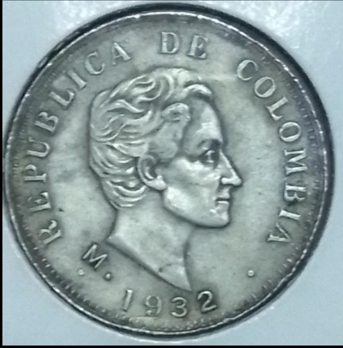 Moneda De Plata 50 Centavos Colombia 1932