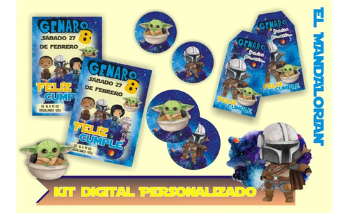 Kit Imprimible Personalizado Mandalorian Baby Yoda Candy 