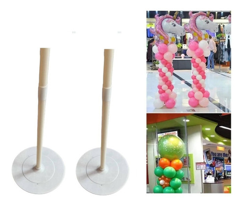 2 Soportes Vertical Con Base Para Globos 2mts Fiesta Eventos