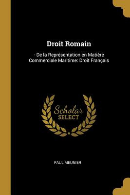 Libro Droit Romain: - De La Reprã©sentation En Matiã¨re C...