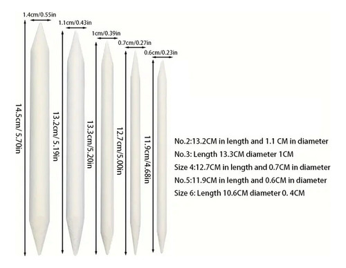 Set De 5 Lápices Difuminadores Para Dibujo Trazo Blanco
