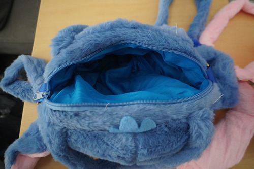 Cartera Morral Bolso Stitch De Peluche Celeste Lisa Celeste