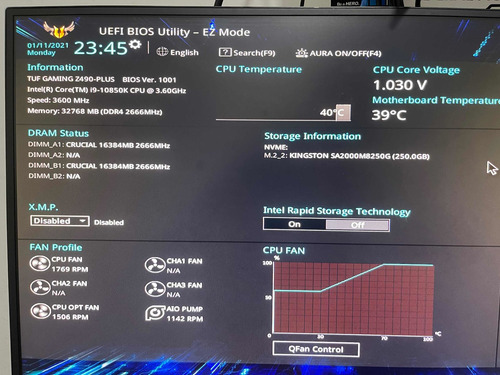 Cpu Gamer I9-10850k Lga1200 Tuf Gaming Z490-plus 32gb 2666mh