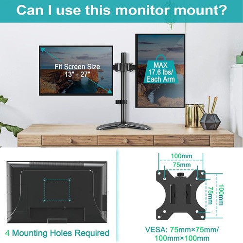 Monte De Monitor Dual De Montaje Pro Monitor, Monitor Indepe