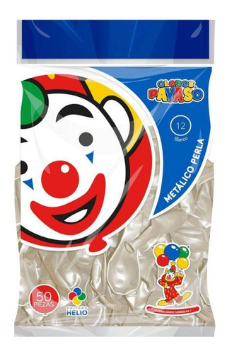 Globos Payaso Metalicos 50 Pzas #12 Elige Color Para Fiesta Color Blanco perla