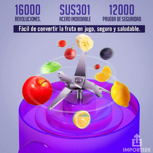 . Mini Vaso Licuadora Procesadora Portatil Usb Recargable