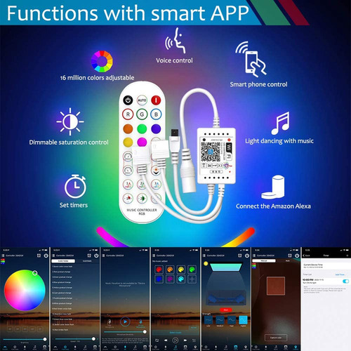Controlador De Música Wifi Smart Rgb Para Tira De Luz Led E
