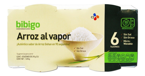 Arroz Al Vapor Bibigo Paquete Con 6 Tazones De 210 G C/u