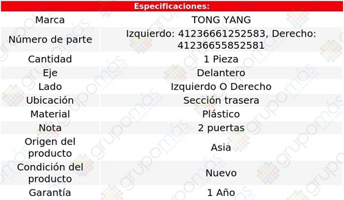 Tolva Salpicadera Del Izq O Der Secc Tra Plastico 12/13 320i