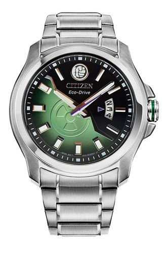 Reloj Citizen Hulk Aw1351-56w Original Time Square Color de la correa Plateado Color del bisel Plateado Color del fondo Negro/Verde